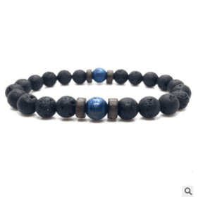 Personality Men's Black Volcanic Stone Bracelet