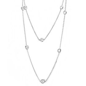 LO4704 - Rhodium Brass Necklace with AAA Grade CZ in Clear