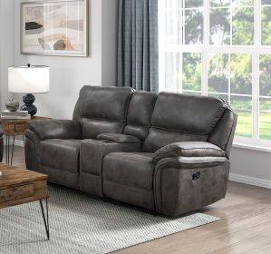 Plush Modern Design Living Room Reclining Loveseat Gray Microfiber Upholstery Solid Wood Frame Furniture 1pc