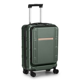 Carry on Luggage 22 X 14 X 9 Airline Approved, ABS+PC 20 Inch Luggage with Front Compartment, Double Spinner Wheels, TSA Lock, Dark Green Color