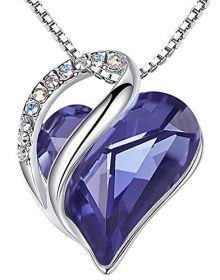 Leafael Mother's Day Necklace, Infinity Love Heart Pendant with Birthstone Crystals, Jewelry Gifts for Women (Color: Purple)