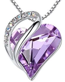 Leafael Mother's Day Necklace, Infinity Love Heart Pendant with Birthstone Crystals, Jewelry Gifts for Women (Color: Light Purple)