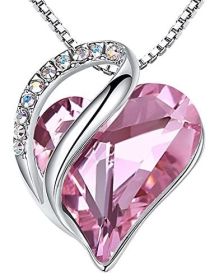 Leafael Mother's Day Necklace, Infinity Love Heart Pendant with Birthstone Crystals, Jewelry Gifts for Women (Color: Rose)