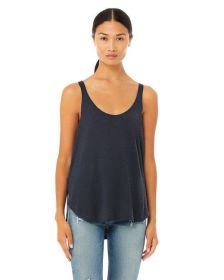 Ladies' Flowy Side Slit Tank - BLACK - S (Color: HEATHER NAVY, size: L)
