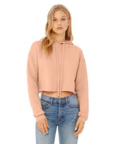 Ladies' Cropped Fleece Hoodie - PEACH - S (Color: Peach, size: M)