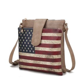 MKF Collection Josephine Vegan Leather Women FLAG Crossbody Bag by Mia K (Material: Vegan Leather, Color: Taupe)