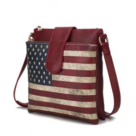 MKF Collection Josephine Vegan Leather Women FLAG Crossbody Bag by Mia K (Material: Vegan Leather, Color: Burgundy)