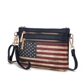 MKF Collection Alisson Vegan Leather Women FLAG Crossbody-Wristlet Bag by Mia K (Material: Vegan Leather, Color: Navy)
