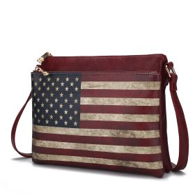 MKF Collection Madeline Printed Flag Vegan Leather Women Crossbody Bag by Mia K (Material: Vegan Leather, Color: Burgundy)
