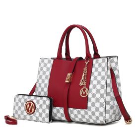MKF Collection Yuliana Circular Print Satchel Bag with Wallet by Mia K (Material: Vegan Leather, Color: Red)
