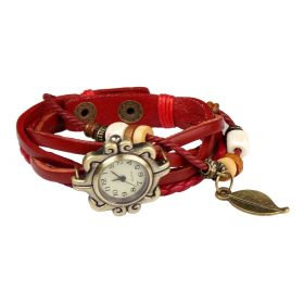 Beautiful Bohemian Style Retro Handmade Leather Angel Wing Women's Watches (Color: Rose)