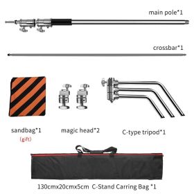 260cm Stainless Photography Tripod C-stand Light Stand 100% Metal 8.53ft With Boom Arm Professional For Photo Studio Softbox (Color: 2.6M with bag)