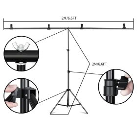 Background T-shaped Stand Tripod 2X2M Backdrop Photography Adjustable Support System Photo Studio for Non-Woven Muslin Backdrops (Size (mm): 83x200cm, Color: T-shaped background)