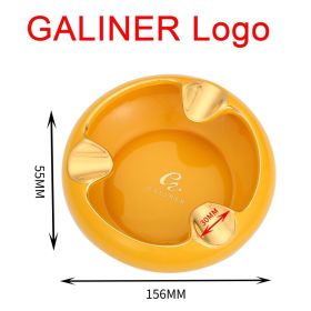 Round Ceramic Cigar Ashtray Home Table Portable Smoking Ash Tray Cigar Gadget Cigarette Ashtrays (Color: Orange)