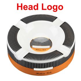 Round Ceramic Cigar Ashtray Home Table Portable Smoking Ash Tray Cigar Gadget Cigarette Ashtrays (Color: Navy Blue)