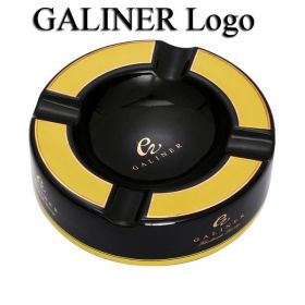 Round Ceramic Cigar Ashtray Home Table Portable Smoking Ash Tray Cigar Gadget Cigarette Ashtrays (Color: Black)