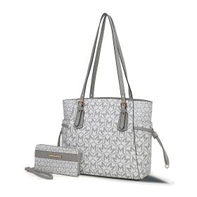 MKF Collection Pauline Tote Bag with Wallet by Mia K (Material: Vegan Leather, Color: Grey)