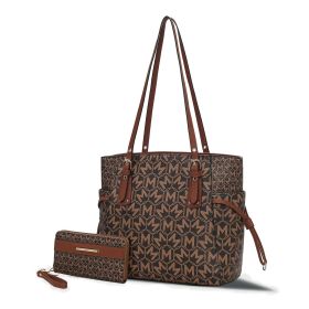 MKF Collection Pauline Tote Bag with Wallet by Mia K (Material: Vegan Leather, Color: Cognac)
