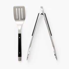 2pc Stainless Steel Grill Set Silver (Color: Silver)