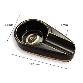 Galiner Ceramic Ashtrays Home Cigar Accessories With Holder Portable Ash Tray Smoke Gadgets Cigar Ashtray (Color: GA-94B-G)