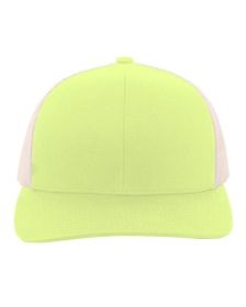 Pacific Headwear 104C Trucker Snapback Hat (Color: GRN GLW/ BEIGE, size: OS)
