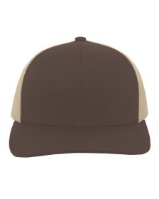 Pacific Headwear 104C Trucker Snapback Hat (Color: BROWN/ KHAKI, size: OS)