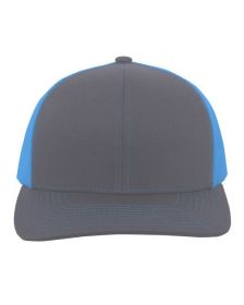 Pacific Headwear 104C Trucker Snapback Hat (Color: GRAPHITE/ N BLUE, size: OS)