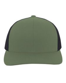 Pacific Headwear 104C Trucker Snapback Hat (Color: MOSS GRN/ LT CHR, size: OS)