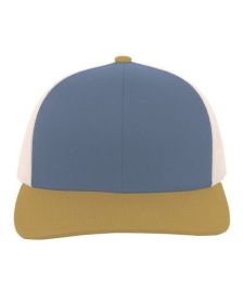 Pacific Headwear 104C Trucker Snapback Hat (Color: OC BL/ BG/ AM GD, size: OS)