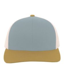 Pacific Headwear 104C Trucker Snapback Hat (Color: SMK BL/ BG/ A GD, size: OS)