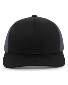 Pacific Headwear 104C Trucker Snapback Hat (Color: BLACK/ GRAPHITE, size: OS)