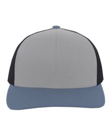 Pacific Headwear 104C Trucker Snapback Hat (Color: HT GR/ LT CH/ OB, size: OS)