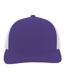 Pacific Headwear 104C Trucker Snapback Hat (Color: PURPLE/ WHITE, size: OS)