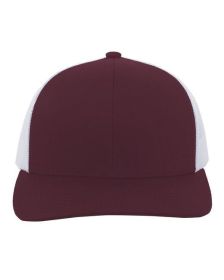 Pacific Headwear 104C Trucker Snapback Hat (Color: MAROON/ WHITE, size: OS)