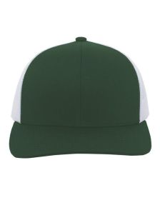 Pacific Headwear 104C Trucker Snapback Hat (Color: DK GREEN/ WHT, size: OS)