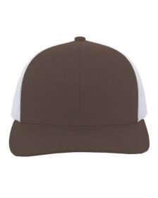 Pacific Headwear 104C Trucker Snapback Hat (Color: BROWN/ WHITE, size: OS)