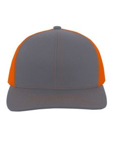 Pacific Headwear 104C Trucker Snapback Hat (Color: GRAPHITE/ N ORNG, size: OS)