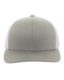 Pacific Headwear 104C Trucker Snapback Hat (Color: SILVER/ WHITE, size: OS)