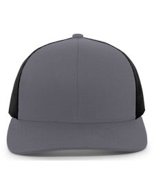 Pacific Headwear 104C Trucker Snapback Hat (Color: GRAPHITE/ BLACK, size: OS)