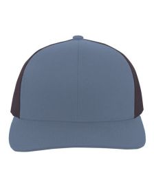 Pacific Headwear 104C Trucker Snapback Hat (Color: OCEAN BLUE/ CHAR, size: OS)