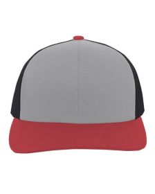 Pacific Headwear 104C Trucker Snapback Hat (Color: HT GR/ LT CH/ VR, size: OS)