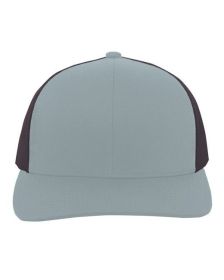 Pacific Headwear 104C Trucker Snapback Hat (Color: SMOKE BLUE/ CHAR, size: OS)